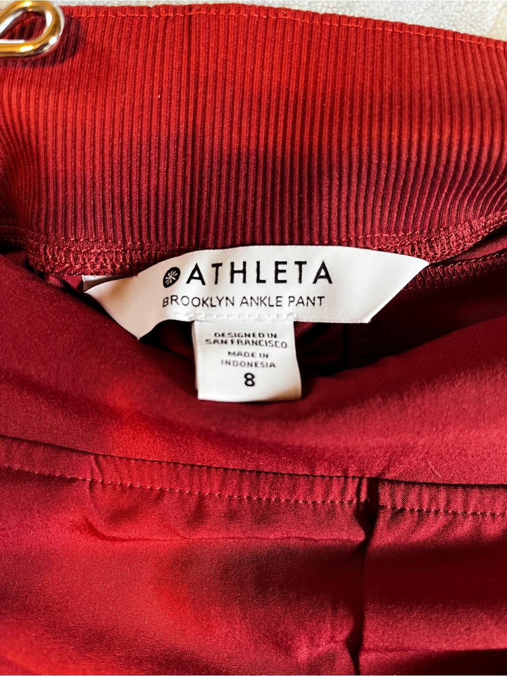 ATHLETA BROOKLYN ANKLE PANT RUBBER-BAND RED SZ 8 - Picture 5 of 5